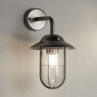 Searchlight Toronto 1 Light Outdoor Wall Light Satin Silver Clear Glass
