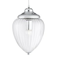 Searchlight Moscow 1 Light Pendant Chrome Clear Ribbed Glass