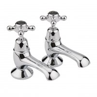 Bayswater Black & Chrome Crosshead Bath Taps with Dome Collar