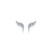 Thomas Sabo Silver Ear Studs Phoenix wing with blue stones