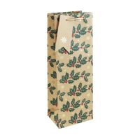 Christmas Holly Kraft Gift Bottle Bag - Eurowrap 3 or 6