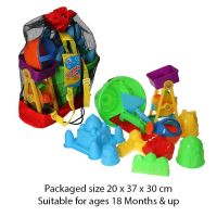 Beach Sandpit Set in Rucksack Bag - 12 Pieces Bucket Spade Mould