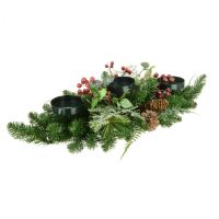 Tablecentre Candle Holder Iced Berry Foliage Christmas Decoration - Floralsilk