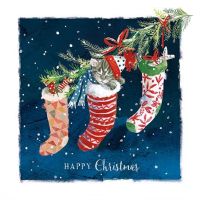 Christmas Card Pack - 4 Cards - Sleepy Kitten Cat - Ling Design