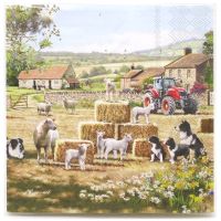 Farm Collie Sheep Tractor Paper Napkin - 20 Pack - Lesser & Pavey