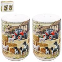 Collie & Sheep Tractor Farm Fine China Salt & Pepper Set - Lesser & Pavey