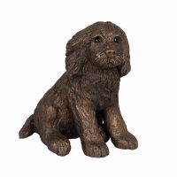 Raffles Sitting Cocker Spaniel Dog Cold Cast Bronze Ornament - Frith Sculpture S204