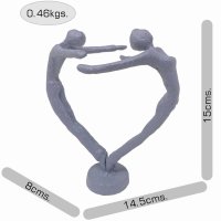 HEART COUPLE Elur Iron Figurine 15cm Grey Shimmer