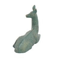 Solstice Sculptures Deer Lying Small - Gold Verdigris