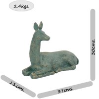 Solstice Sculptures Deer Lying Small - Gold Verdigris