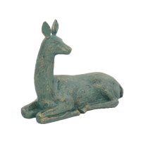 Solstice Sculptures Deer Lying Small - Gold Verdigris