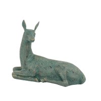 Solstice Sculptures Deer Lying Small - Gold Verdigris