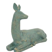 Solstice Sculptures Deer Lying Small - Gold Verdigris