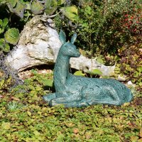 Solstice Sculptures Deer Lying Small - Gold Verdigris