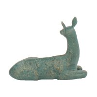 Solstice Sculptures Deer Lying Small - Gold Verdigris