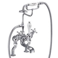 Burlington Claremont Quarter Turn Angled Deck Mounted Bath Shower Mixer - White