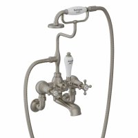 Burlington Claremont Quarter Turn Wall Mounted Bath Shower Mixer - Brushed Nickel