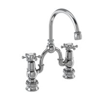 Burlington Birkenhead Regent Quarter Turn Bridge Basin Mixer with Curved Spout - White