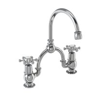 Burlington Birkenhead Quarter Turn Bridge Basin Mixer with Curved Spout (For Classic Basins) - White