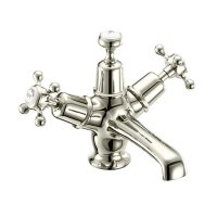 Burlington Claremont Quarter Turn Monobloc Basin Mixer with Click-Clack Waste - Nickel