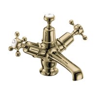 Burlington Claremont Quarter Turn Monobloc Basin Mixer with Click-Clack Waste - Gold