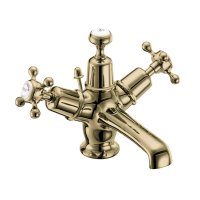 Burlington Claremont Quarter Turn Monobloc Basin Mixer with Pop-up Waste - Gold