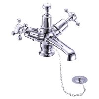 Burlington Claremont Quarter Turn Monobloc Basin Mixer with Plug and Chain Waste - White