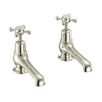 Burlington Claremont Quarter Turn Basin Pillar Taps - Nickel