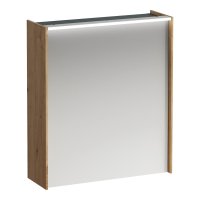 Laufen Lani Wild Oak 600mm Illuminated Mirror Cabinet with 2 Glass Shelves - Right Hand