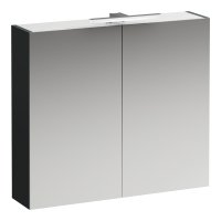 Laufen Base 800mm 2 Door Mirror Cabinet with Light & Shaver Socket - Traffic Grey