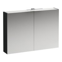 Laufen Base 1000mm 2 Door Mirror Cabinet with Light & Shaver Socket - Traffic Grey