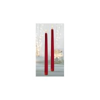 Premier Decorations 27.5cm Taper Candles with Flickerbright Flame (Pack of 2) - Red