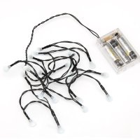 Konstsmide Battery Operated Set of 50 LED Cherry Lights with Black Wire - White