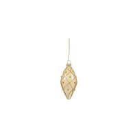 Premier Decorations 80-110mm Shiny Champagne Gold with Detail Glass Bauble - Assorted