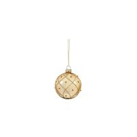 Premier Decorations 80-110mm Shiny Champagne Gold with Detail Glass Bauble - Assorted