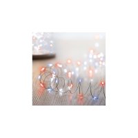 Premier Decorations MicroBrights Battery Operated Multi-Action Lights with Timer 100 LED on Silver Wire - Red/White/Blue