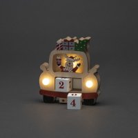 Konstsmide Battery Operated Wooden Car with Reindeer