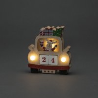 Konstsmide Battery Operated Wooden Car with Reindeer