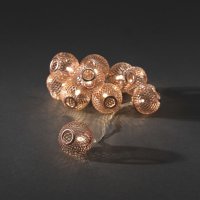 Konstsmide Battery Operated Set of 10 Metal Ball LED Lights - Copper