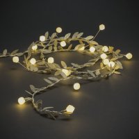 Konstsmide Battery Operated Set of Gold Leaves with 20 Warm White LED Pearls