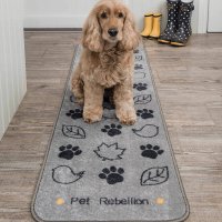 Pet Rebellion Stop Muddy Paws Dog Runner Extra Long Barrier 45 x 150cm - Country Walk Grey