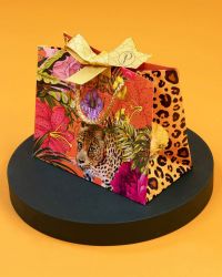 Powder UK Ladies Small Square Leopard Print & Floral Satin Scarf