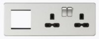 Knightsbridge Screwless 13A 2G DP Socket + 2G Modular Combination Plate - Brushed Chrome - (SFR192RBC)
