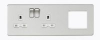 Knightsbridge Screwless 13A 2G DP Socket + 2G Modular Combination Plate - Brushed Chrome - (SFR192LBCW)