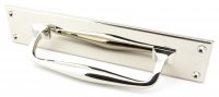 Polished Nickel 300mm Art Deco Pull Handle on Backplate