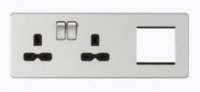 Knightsbridge Screwless 13A 2G DP Socket + 2G Modular Combination Plate - Brushed Chrome - (SFR192LBC)