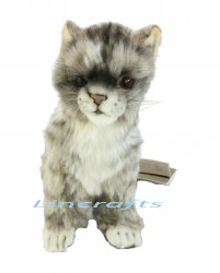 Soft Toy Cat, Grey Kitten by Hansa (20cm.L) 6493