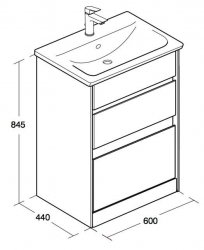Ideal Standard Connect Air 600mm Freestanding Vanity Unit (Gloss Grey with Matt White Interior)
