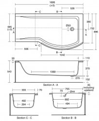 Ideal Standard Concept 170 x 70cm Right Hand Shower Bath