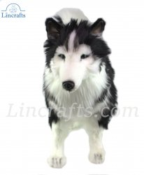 Soft Toy Dog, Black & White Husky by Hansa (46cm) 6495